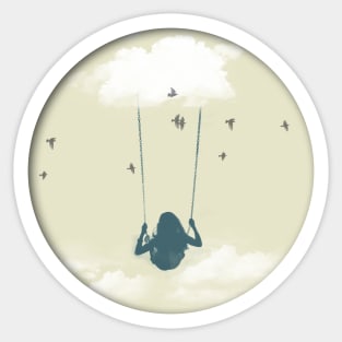 Swinging from a cloud Sticker